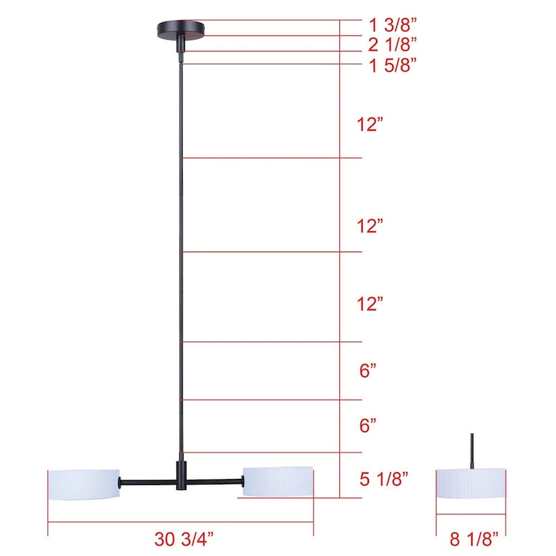 Suspension CARMYNN à 2 lumières, finition noire