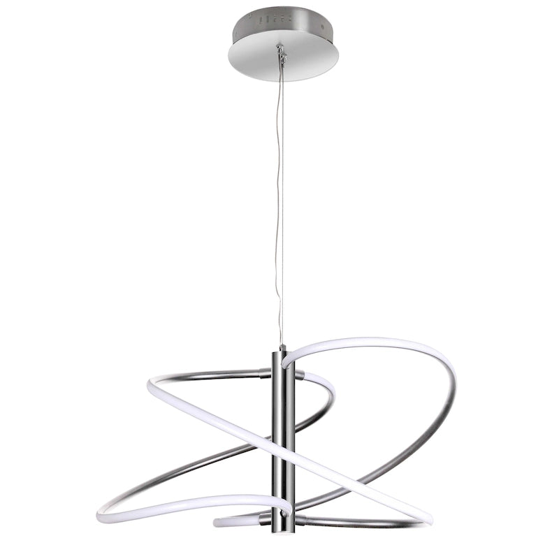 Suspension Dainolite Romy moderne et contemporaine 36W en chrome poli avec diffuseur en silicone blanc