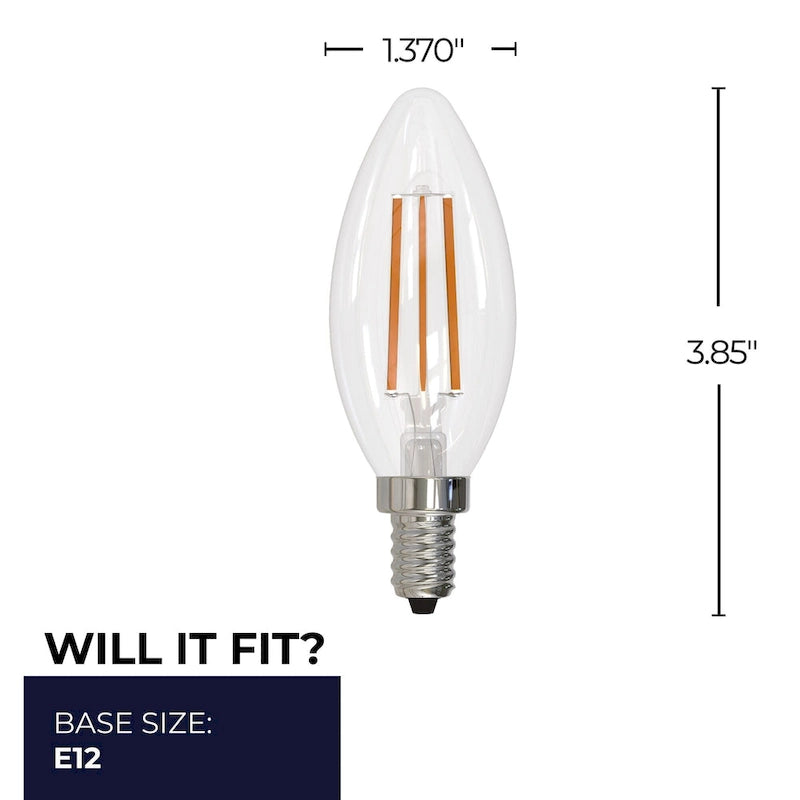 Lot de 4 ampoules LED à filament Bulbrite de 6,5 W, dimmables, culot E26 (E11), finition transparente, lumière blanche chaude