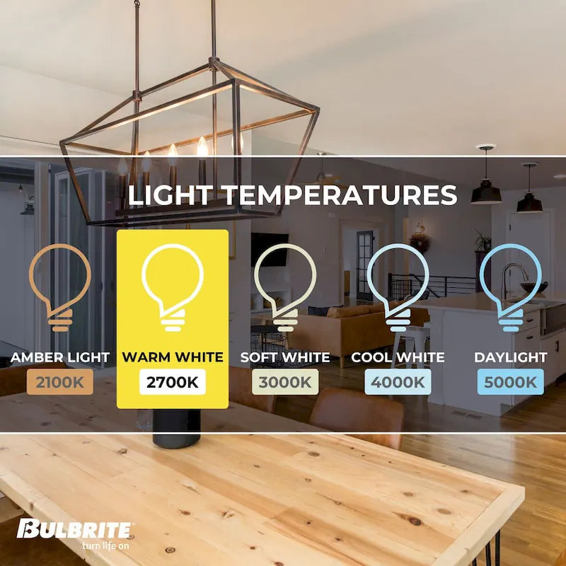 Lot de 4 ampoules LED à filament Bulbrite de 6,5 W, dimmables, culot E26 (E11), finition transparente, lumière blanche chaude
