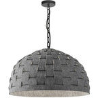 Suspension à incandescence 1 lumière, noir mat avec abat-jour en feutre gris