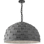 1 Light Incandescent Pendant, Matte Black with Grey Felt Shade