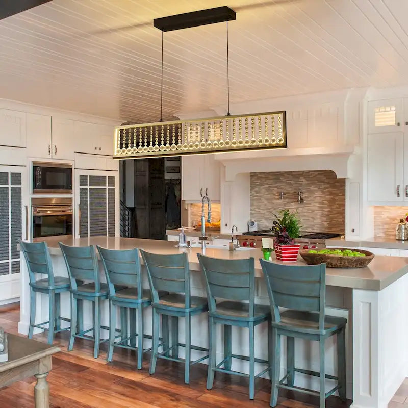 Lustre suspendu moderne de style ferme à 4 lumières, à DEL et cristal, de 39,8 po, pour îlot de cuisine - 39,8 po