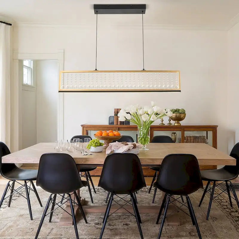 Lustre suspendu moderne de style ferme à 4 lumières, à DEL et cristal, de 39,8 po, pour îlot de cuisine - 39,8 po