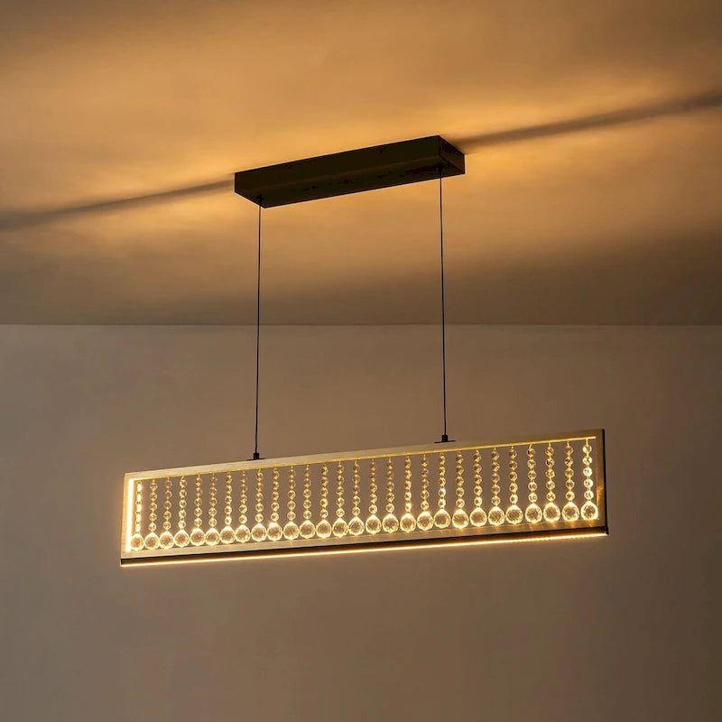 Lustre suspendu moderne de style ferme à 4 lumières, à DEL et cristal, de 39,8 po, pour îlot de cuisine - 39,8 po