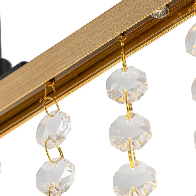 Lustre suspendu moderne de style ferme à 4 lumières, à DEL et cristal, de 39,8 po, pour îlot de cuisine - 39,8 po