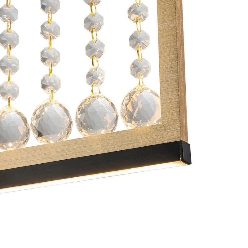 Lustre suspendu moderne de style ferme à 4 lumières, à DEL et cristal, de 39,8 po, pour îlot de cuisine - 39,8 po