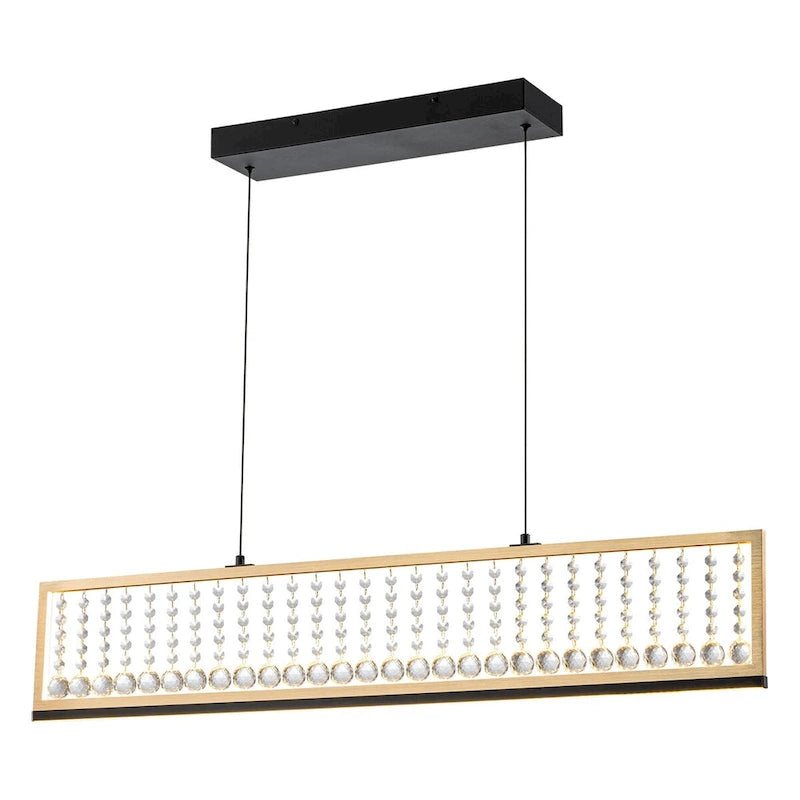 Lustre suspendu moderne de style ferme à 4 lumières, à DEL et cristal, de 39,8 po, pour îlot de cuisine - 39,8 po