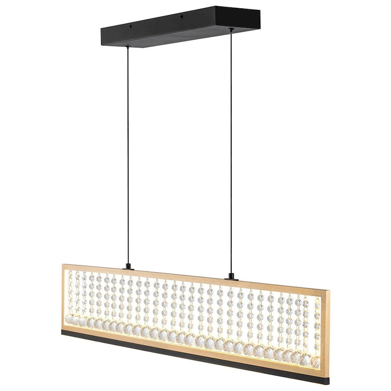 Lustre suspendu moderne de style ferme à 4 lumières, à DEL et cristal, de 39,8 po, pour îlot de cuisine - 39,8 po