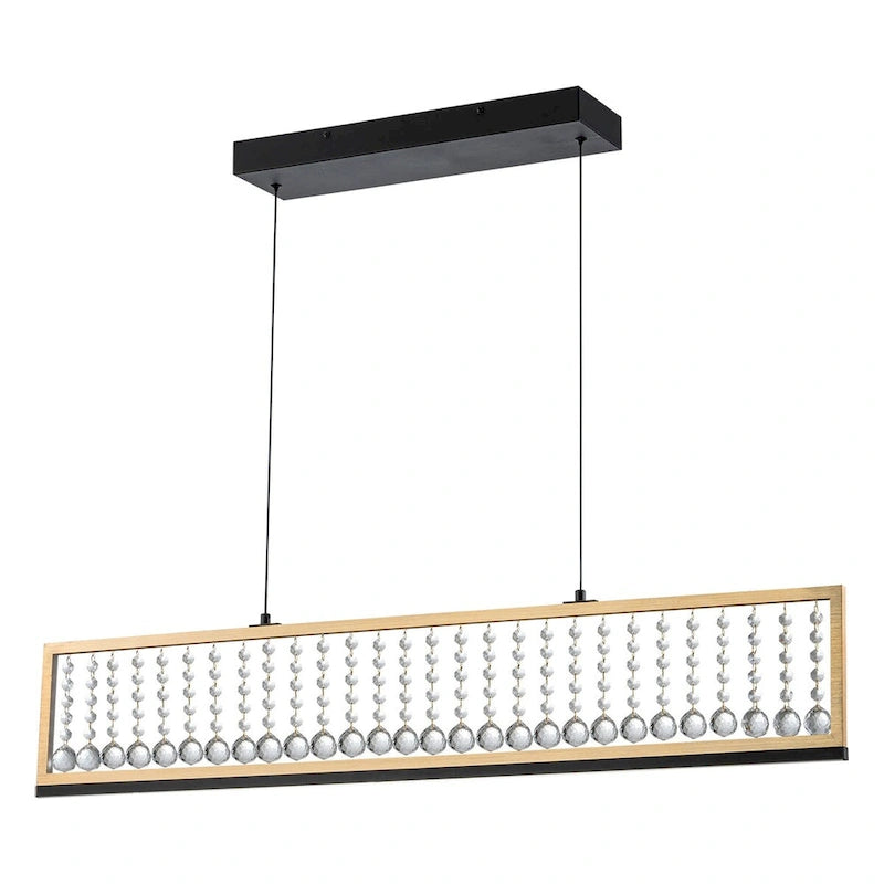 Lustre suspendu moderne de style ferme à 4 lumières, à DEL et cristal, de 39,8 po, pour îlot de cuisine - 39,8 po