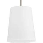 Clarion Collection One-Light Brushed Nickel Etched White Transitional Pendant - 9 in x 9 in x 11.37 in