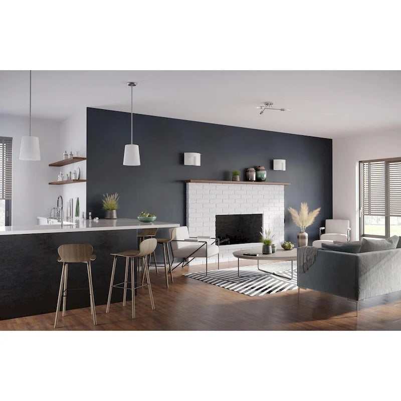 Suspension Clarion Collection à une lumière, finition nickel brossé et blanc gravé, style transitionnel - 22,9 cm x 22,9 cm x 28,9 cm