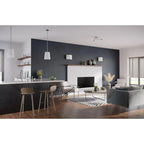 Suspension Clarion Collection à une lumière, finition nickel brossé et blanc gravé, style transitionnel - 22,9 cm x 22,9 cm x 28,9 cm