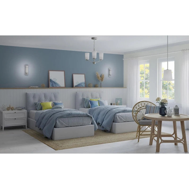 Suspension Clarion Collection à une lumière, finition nickel brossé et blanc gravé, style transitionnel - 22,9 cm x 22,9 cm x 28,9 cm