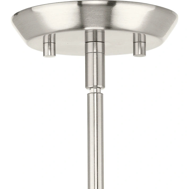 Suspension Clarion Collection à une lumière, finition nickel brossé et blanc gravé, style transitionnel - 22,9 cm x 22,9 cm x 28,9 cm