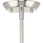 Suspension Clarion Collection à une lumière, finition nickel brossé et blanc gravé, style transitionnel - 22,9 cm x 22,9 cm x 28,9 cm