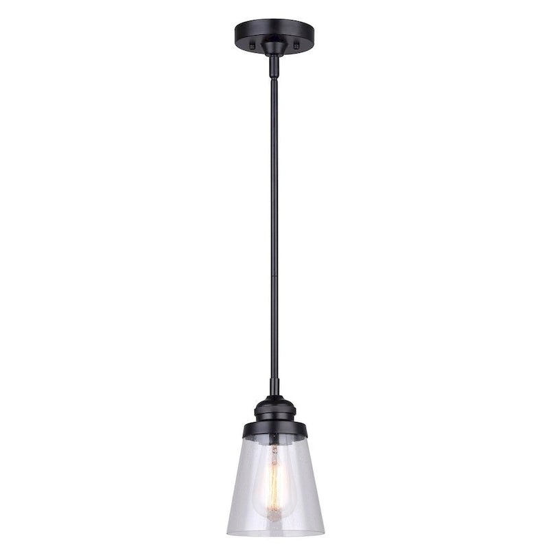 Declan 1 Light Pendant, Black Finish