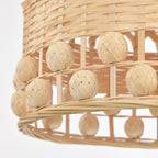 Suspension Estrella à une lumière en rotin bambou pour salle à manger/salon, cuisine, chambre