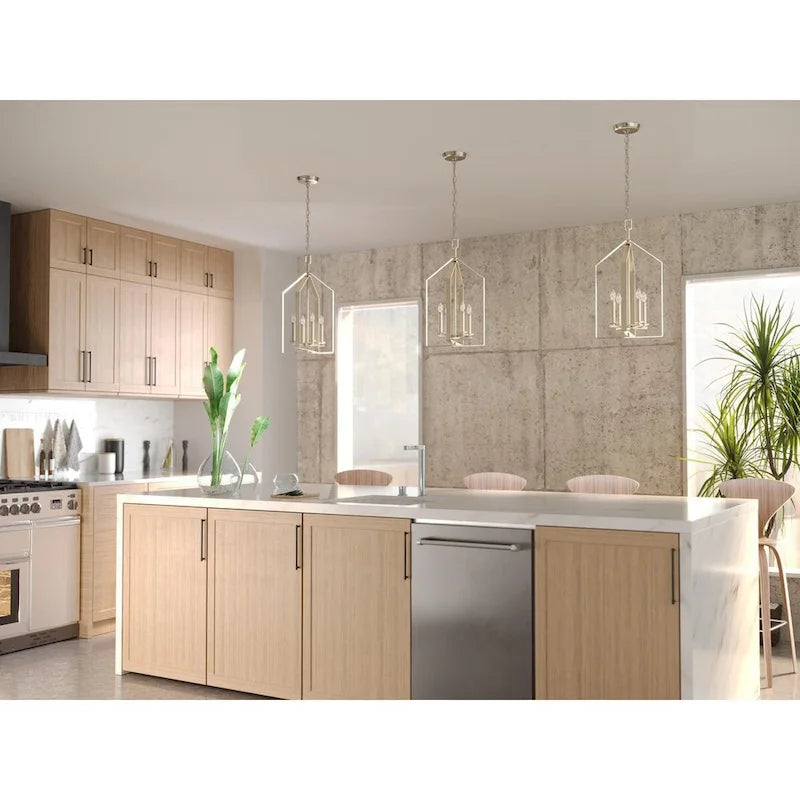 Applique murale contemporaine à quatre lumières Vertex Collection en nickel brossé - 38 cm x 38 cm x 71 cm