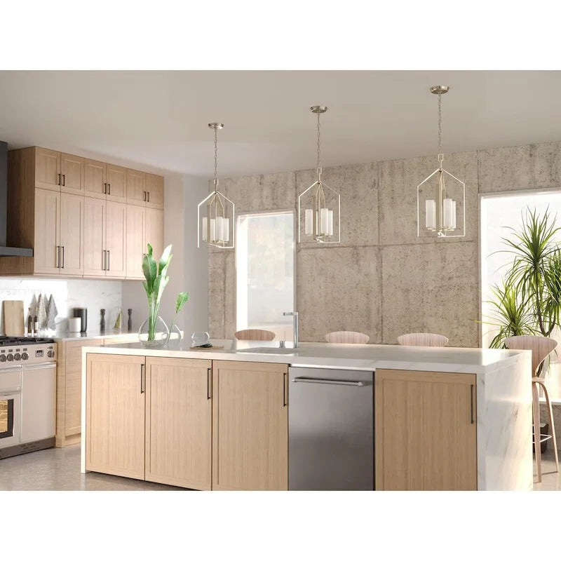 Applique murale contemporaine à quatre lumières Vertex Collection en nickel brossé - 38 cm x 38 cm x 71 cm