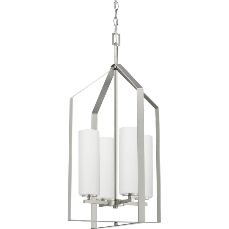 Applique murale contemporaine à quatre lumières Vertex Collection en nickel brossé - 38 cm x 38 cm x 71 cm