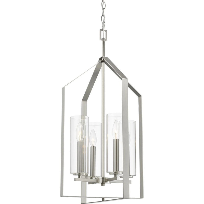 Applique murale contemporaine à quatre lumières Vertex Collection en nickel brossé - 38 cm x 38 cm x 71 cm