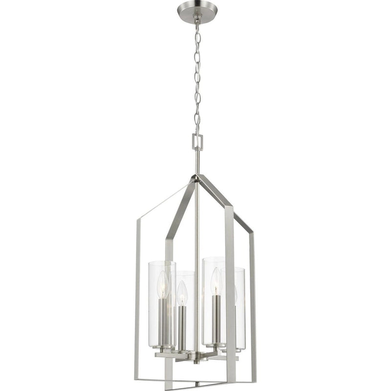 Applique murale contemporaine à quatre lumières Vertex Collection en nickel brossé - 38 cm x 38 cm x 71 cm