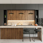 Suspension moderne à LED, 1 lumière, cristal, dôme en métal noir et or, pour îlot central - Diamètre 13,8 x Hauteur 6,3 cm