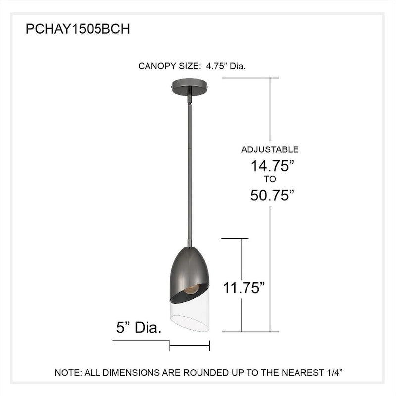 Suspension Haynes 1 lumière, mini-suspension chromée noire