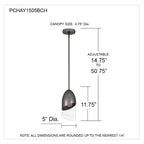 Suspension Haynes 1 lumière, mini-suspension chromée noire