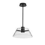Suspension LED Edmond 17 pouces, noir mat avec verre transparent - Noir mat