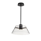 Suspension LED Edmond 17 pouces, noir mat avec verre transparent - Noir mat