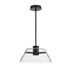 Suspension LED Edmond 17 pouces, noir mat avec verre transparent - Noir mat