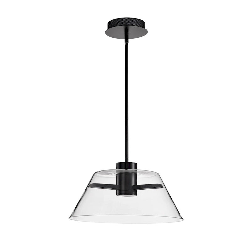 Suspension LED Edmond 17 pouces, noir mat avec verre transparent - Noir mat