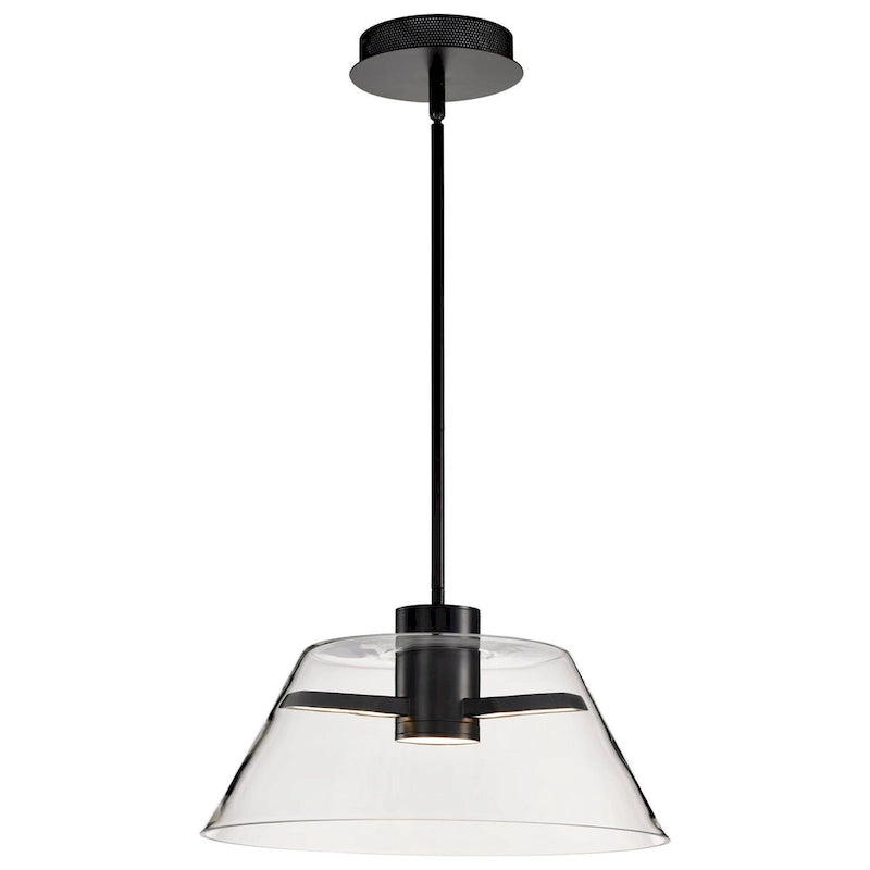 Suspension LED Edmond 17 pouces, noir mat avec verre transparent - Noir mat