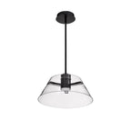 Suspension LED Edmond 17 pouces, noir mat avec verre transparent - Noir mat