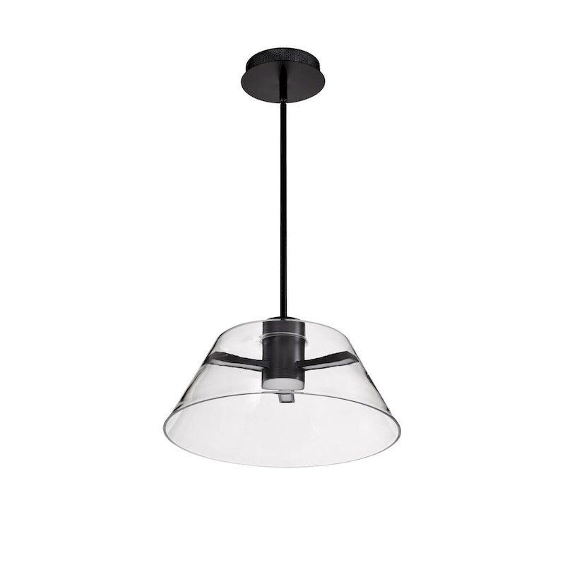 Suspension LED Edmond 17 pouces, noir mat avec verre transparent - Noir mat