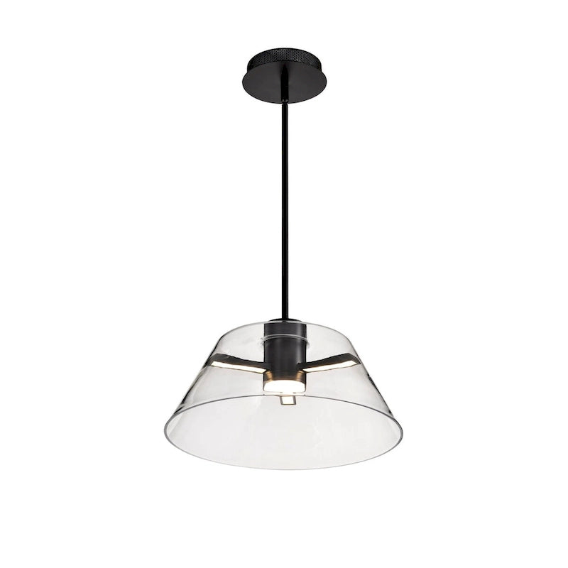 Suspension LED Edmond 17 pouces, noir mat avec verre transparent - Noir mat