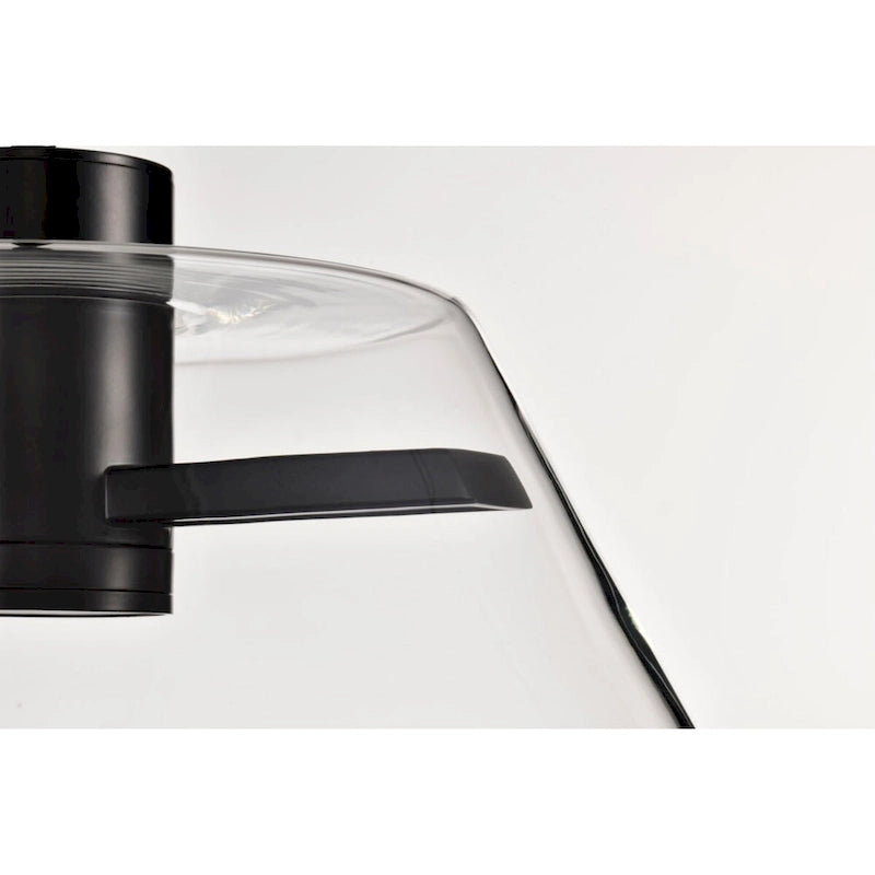 Suspension LED Edmond 17 pouces, noir mat avec verre transparent - Noir mat