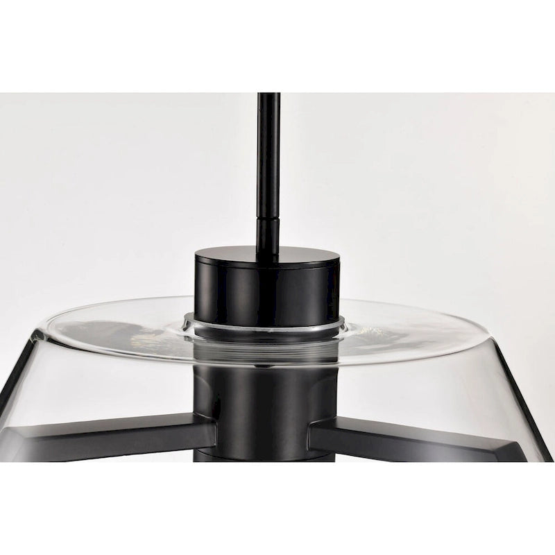 Suspension LED Edmond 17 pouces, noir mat avec verre transparent - Noir mat