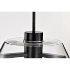 Suspension LED Edmond 17 pouces, noir mat avec verre transparent - Noir mat