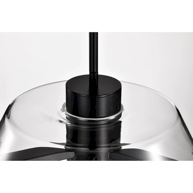Suspension LED Edmond 17 pouces, noir mat avec verre transparent - Noir mat