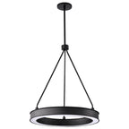 Suspension LED Longford 20 pouces, lentille en acrylique noir texturé - Noir texturé