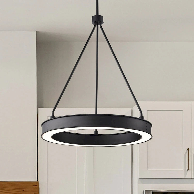Suspension LED Longford 20 pouces, lentille en acrylique noir texturé - Noir texturé