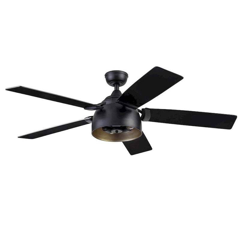 Ventilateur de plafond LED style industriel noir mat 52 Prominence Home Octavia avec télécommande