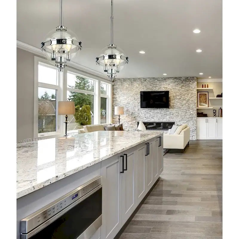 Suspension Eglo Cecilia chromée avec verre transparent