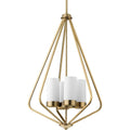 Elevate Collection 4-Light Brushed Bronze Etched Glass Modern Pendant Hanging Light - 20 in x 20 in x 30 in