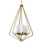 Elevate Collection 4-Light Brushed Bronze Etched Glass Modern Pendant Hanging Light - 20 in x 20 in x 30 in