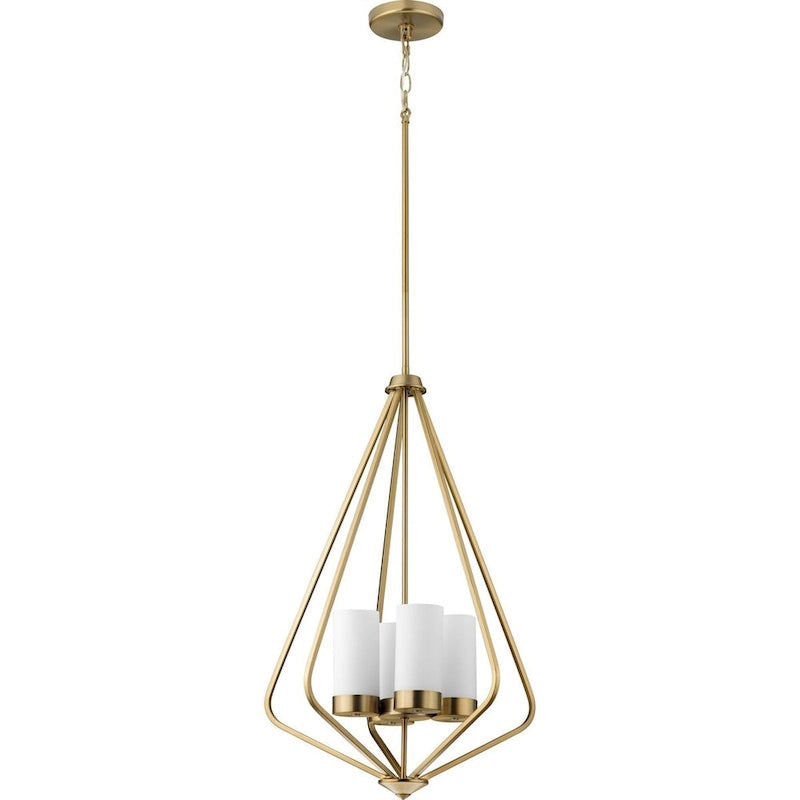 Suspension moderne Elevate Collection à 4 lumières, bronze brossé et verre dépoli - 51 cm x 51 cm x 76 cm
