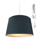 2 Light Swag Plug-In Pendant 16 w Textured Slate Blue with Diffuser, White Cord